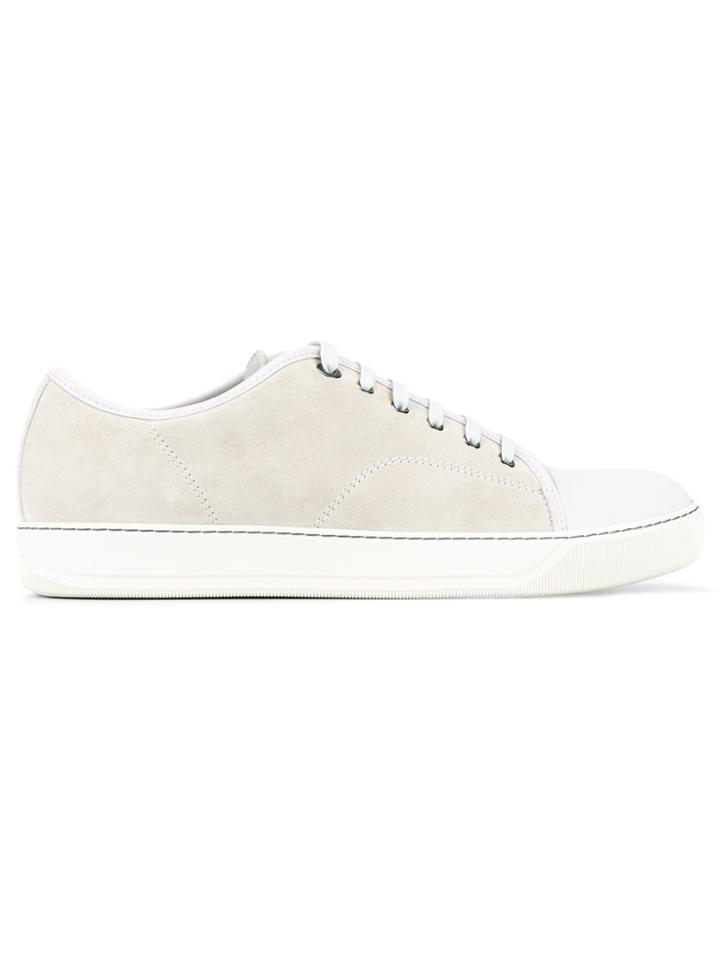 Lanvin White Suede Contrast Toe Sneakers