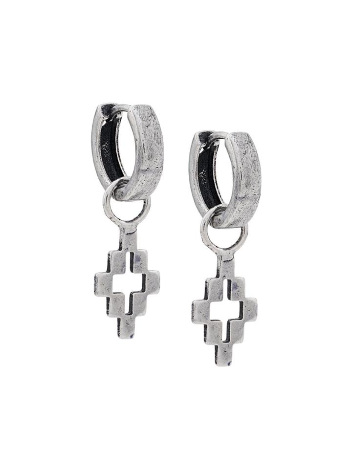 Marcelo Burlon County Of Milan Logo Drop Hoop Earring - Silver