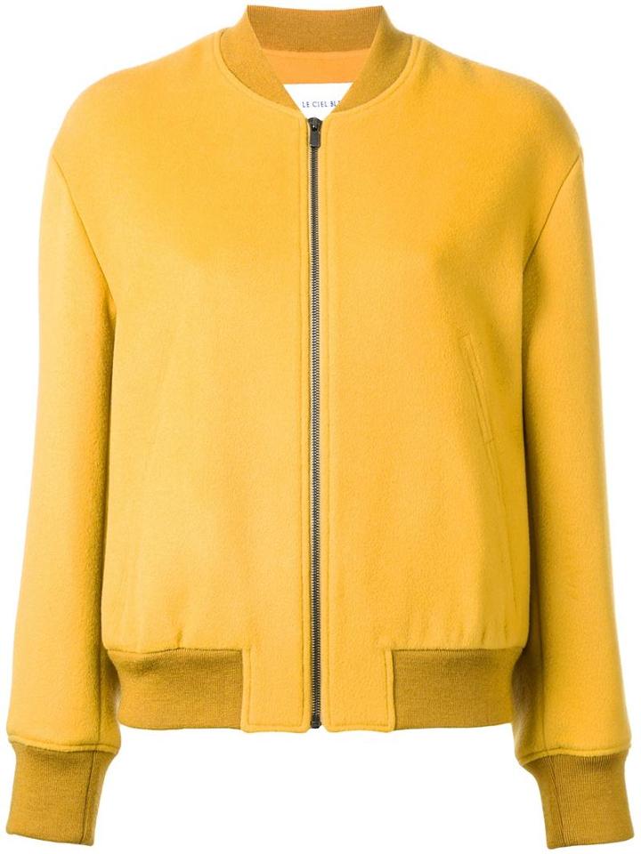 Le Ciel Bleu Ruffle Sleeve Bomber Jacket, Women's, Size: 36, Yellow/orange, Polyester/wool