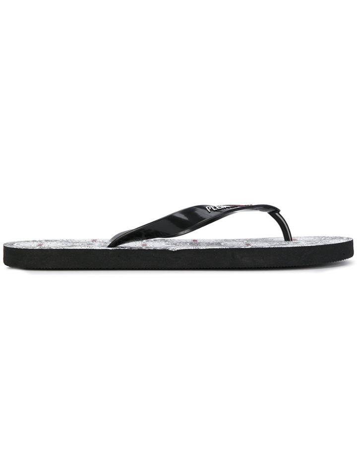 Plein Sport Printed Flip Flops - Black