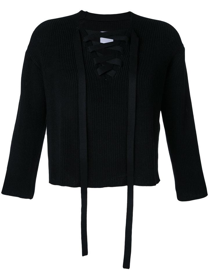 Cityshop Lace Front Sweater, Women's, Black, Silk/cotton/rayon