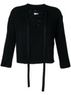 Cityshop Lace Front Sweater, Women's, Black, Silk/cotton/rayon