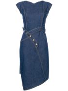 Christian Dior Vintage Asymmetric Denim Dress - Blue