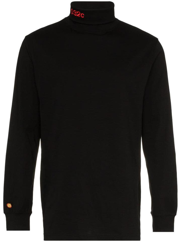 032c Logo Embroidered Turtleneck Jumper - Black