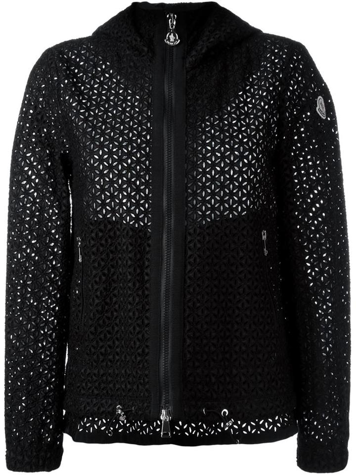 Moncler 'rombou' Broderie Anglaise Jacket, Women's, Size: 0, Black, Cotton/polyamide/polyester