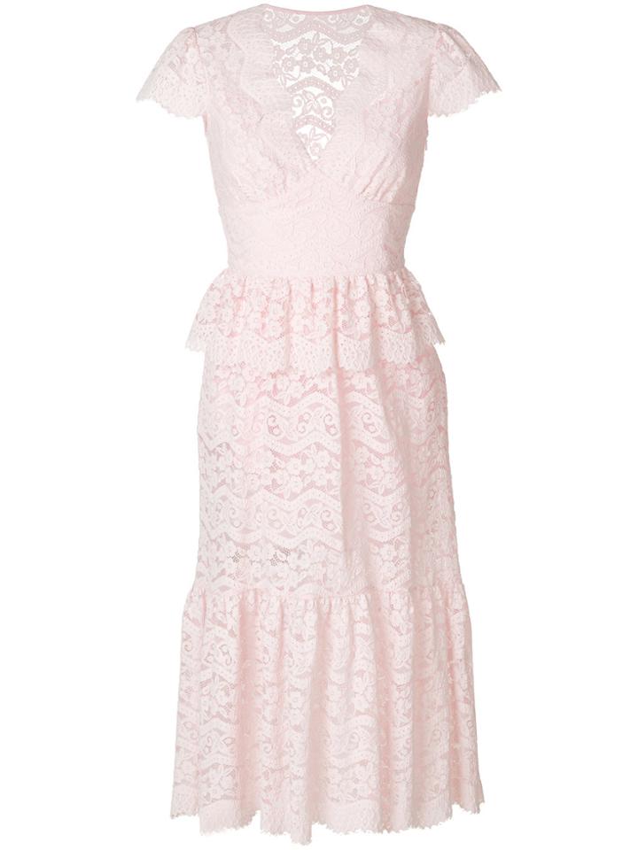 Temperley London Lunar Lace-detail Midi Dress - Pink & Purple