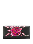 Prada Rose Print Continental Wallet - Black
