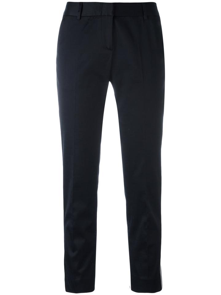 Tonello - Side Piping Cropped Trousers - Women - Cotton/spandex/elastane/viscose - 40, Blue, Cotton/spandex/elastane/viscose