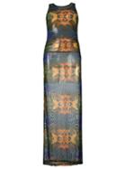 Blue Man Sheer Printed Beach Dress