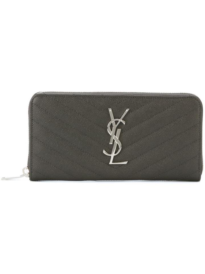 Saint Laurent 'monogram' Purse, Women's, Grey, Calf Leather