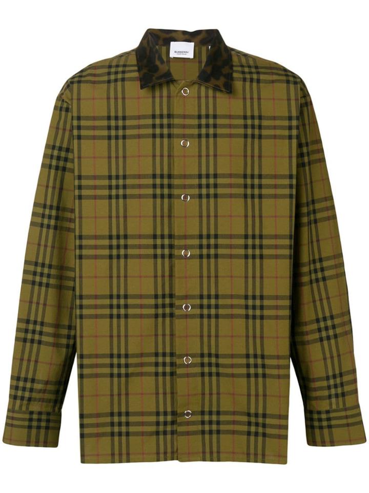 Burberry Contrast Collar Vintage Check Shirt - Green