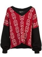 Enfants Riches Déprimés V-neck Chainlink Intarsia Jumper - Red