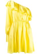 Msgm Asymmetric One-sleeve Dress - Yellow