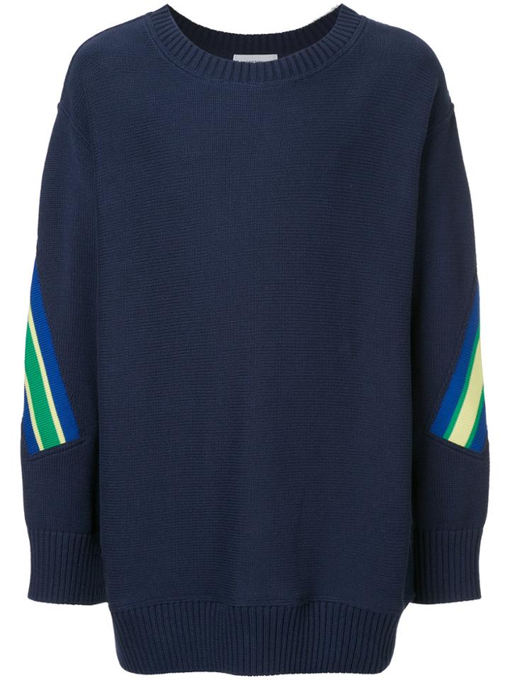 Facetasm Striped Sleeve Jumper - Blue