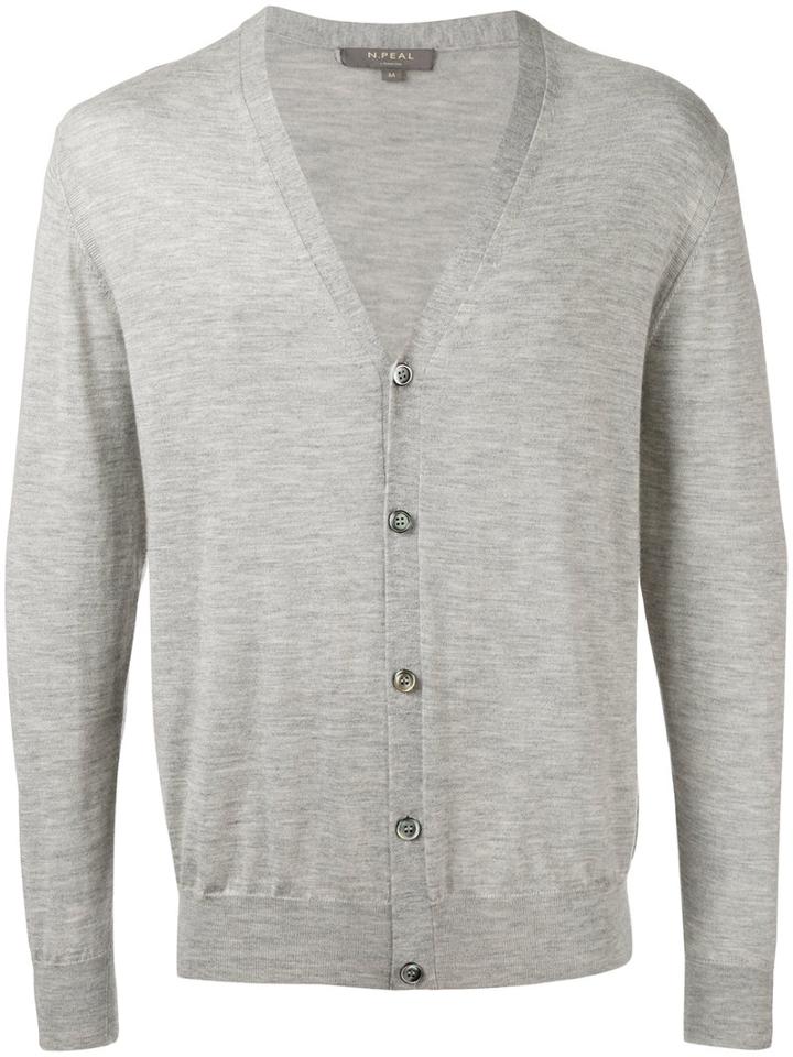 N.peal Button Up Cardigan, Men's, Size: Small, Grey, Cashmere/silk