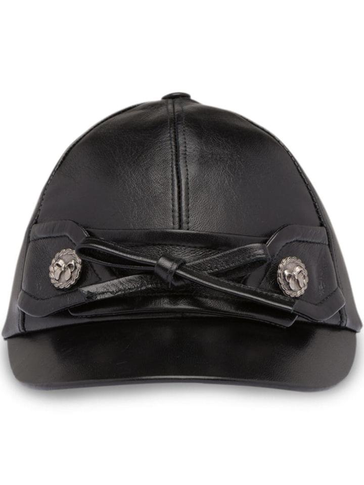 Miu Miu Bow Button Baseball Cap - Black