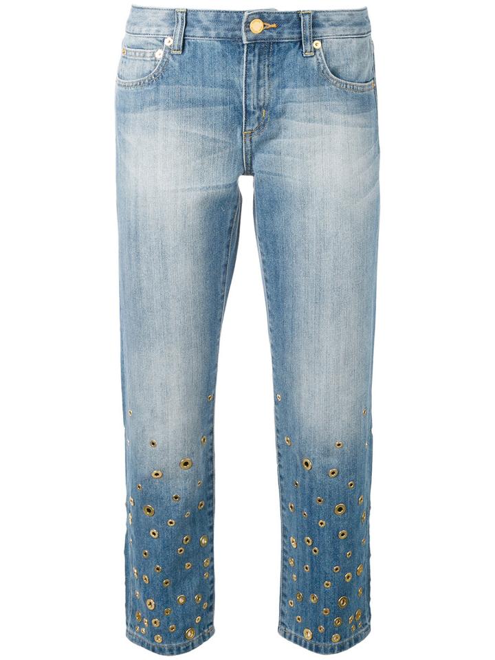 Michael Michael Kors - Embellished Denim Jeans - Women - Cotton/brass - 6, Blue, Cotton/brass