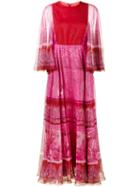 Valentino - Printed Wide Sleeve Dress - Women - Silk/spandex/elastane - 44, Pink/purple, Silk/spandex/elastane