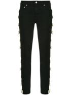Tu Es Mon Trésor Ribbon-embellished Skinny Jeans - Black