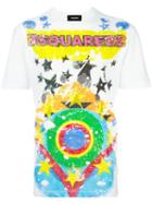 Dsquared2 Splatter Star Print T-shirt, Men's, Size: Xxxl, White, Cotton