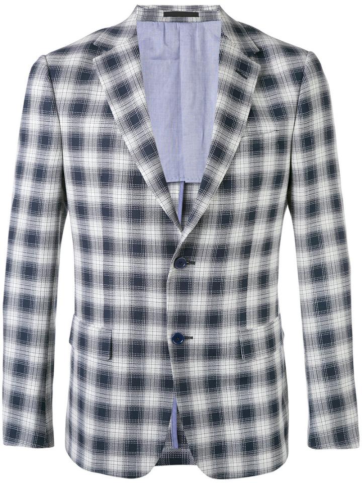 Z Zegna - Checked Blazer - Men - Spandex/elastane/cupro/wool - 50, Blue, Spandex/elastane/cupro/wool