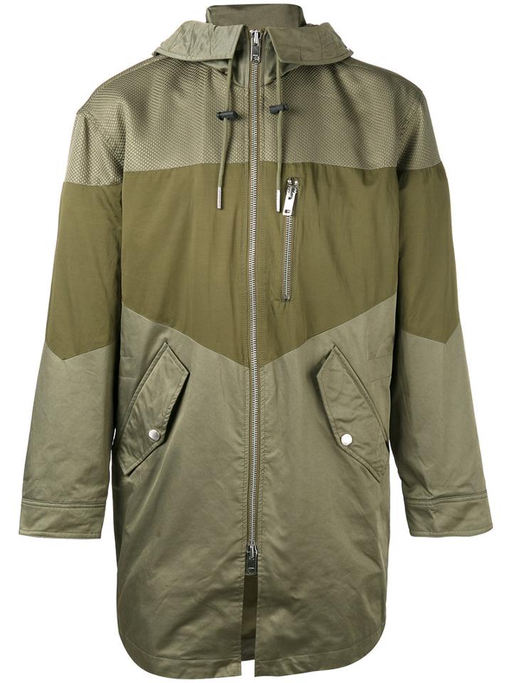 Diesel Panelled Military Jacket, Men's, Size: Small, Green, Cotton/nylon/polyester