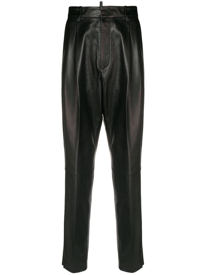 Dsquared2 Tapered Leather Trousers - Black
