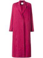 Forte Forte Long Trench Coat, Women's, Size: 0, Red, Cotton/linen/flax