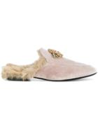 Caruso Fur Embellished Mules - Nude & Neutrals