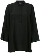 Ermanno Ermanno Flared Sleeve Blouse, Women's, Size: 44, Black, Silk