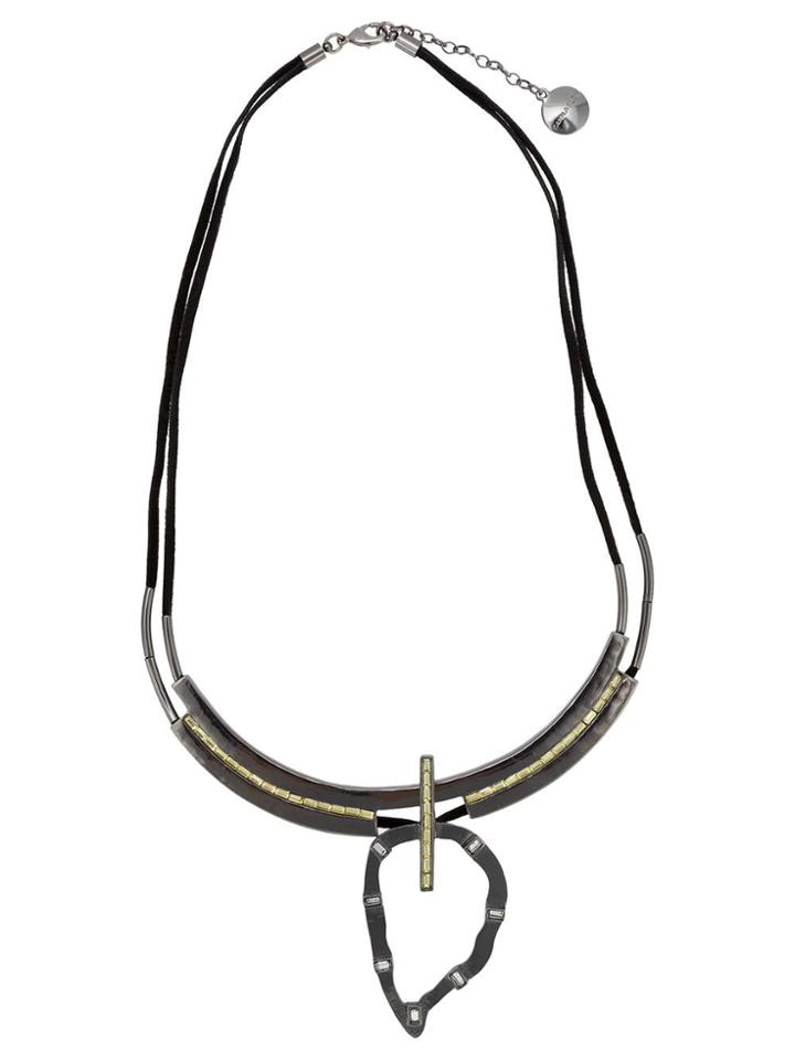 Camila Klein Embellished Suede Necklace - Metallic
