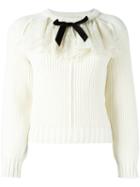 Philosophy Di Lorenzo Serafini Ruffled Ribbed Knit Blouse, Women's, Size: 44, Nude/neutrals, Polyamide/virgin Wool