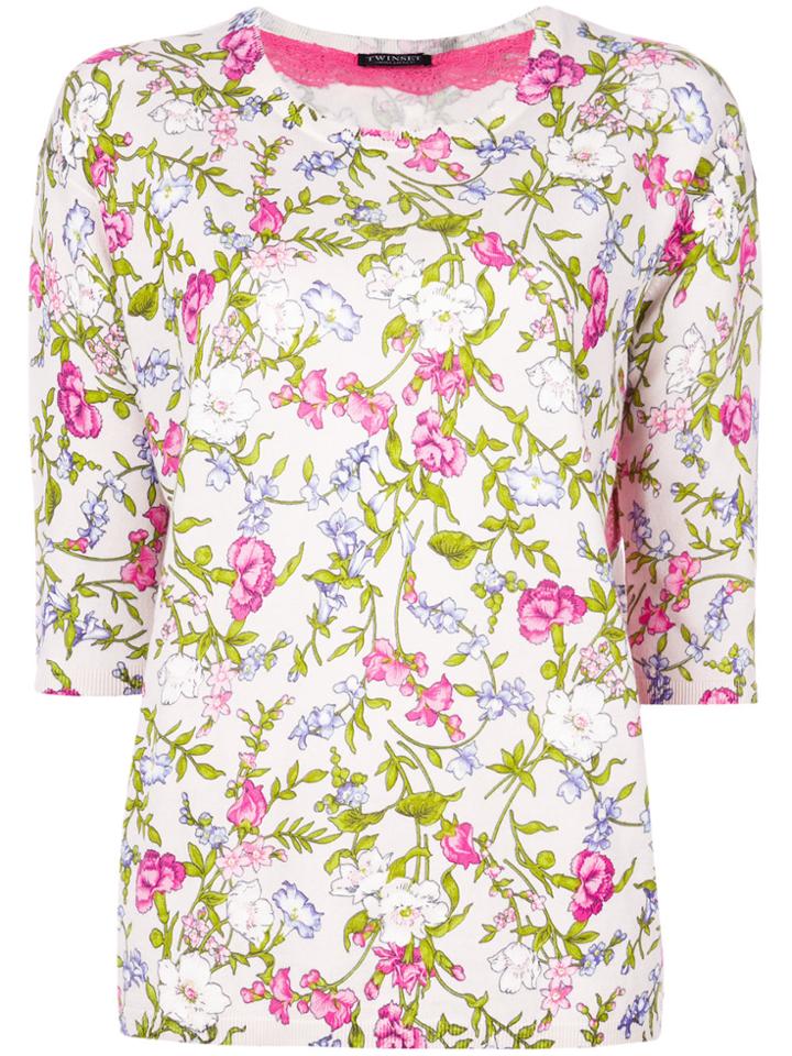 Twin-set Floral Print Jumper - Nude & Neutrals