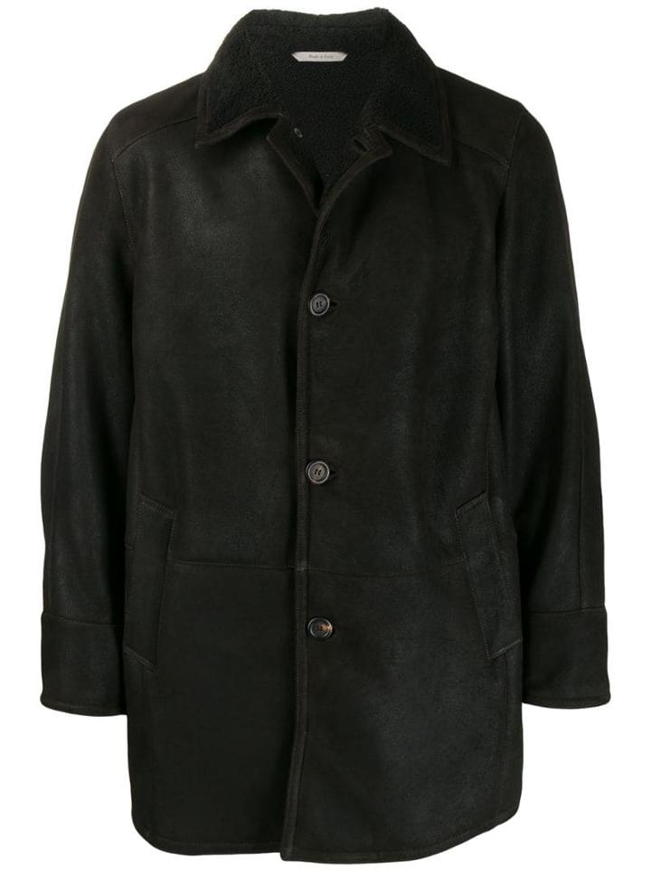 Canali Waxed Leather Jacket - Brown