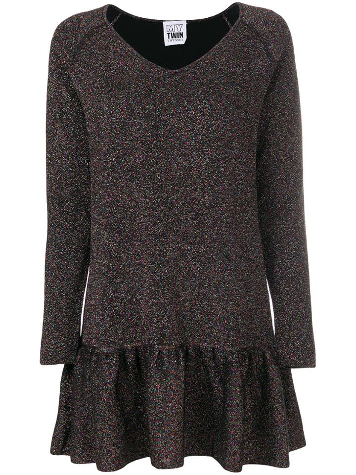 Twin-set Flared Hem Knit Dress - Metallic