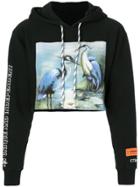 Heron Preston Bird Print Cropped Hoodie - Black