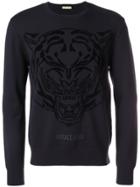 Versace Jeans Logo Printed Crew Neck Sweater - Blue