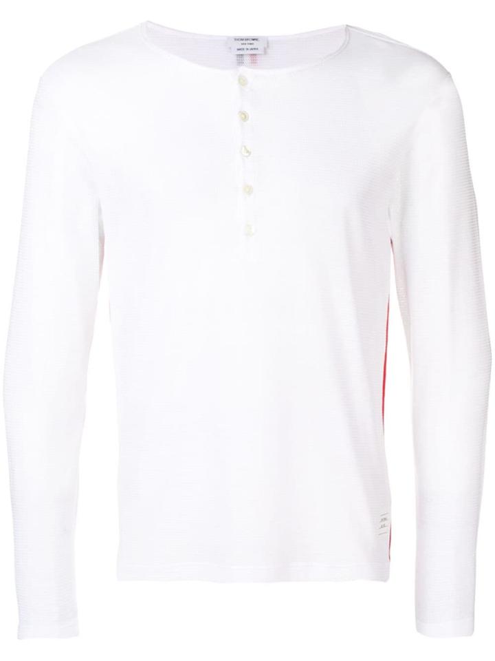 Thom Browne Eyelet Mesh Henley - White