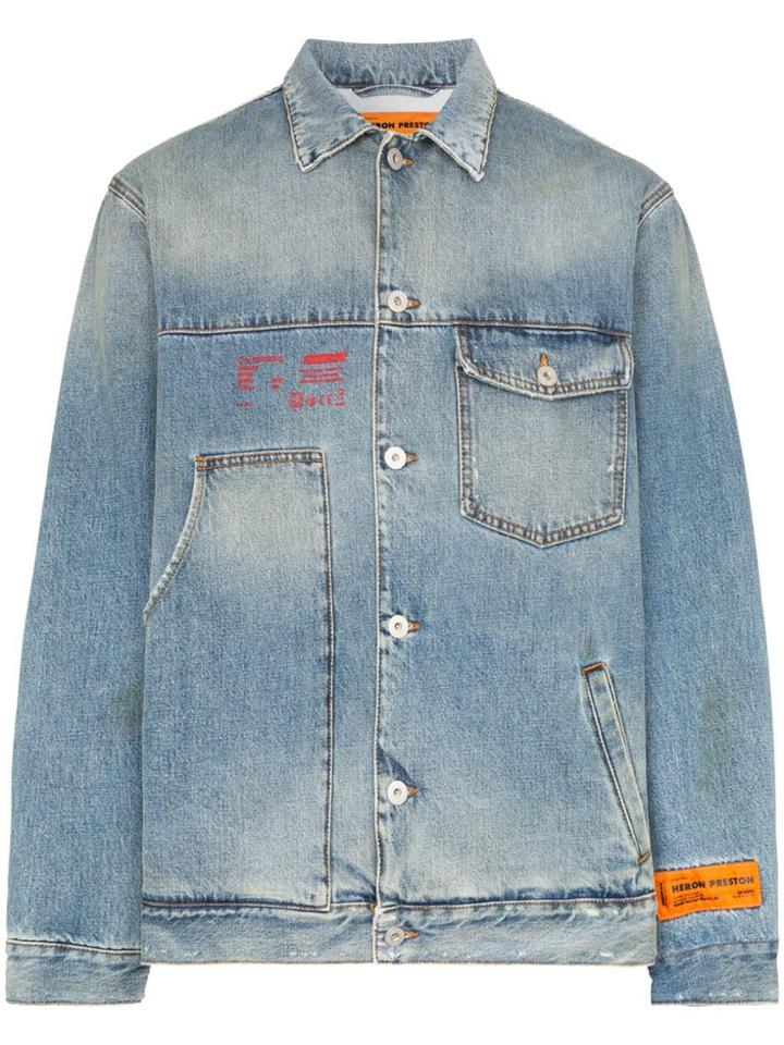 Heron Preston Logo Patch Denim Jacket - Blue