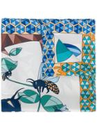 Cha Val Milano Geometric Bee Print Scarf - Blue