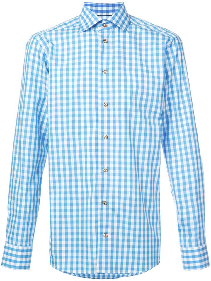 Eton Gingham Button Shirt - Blue