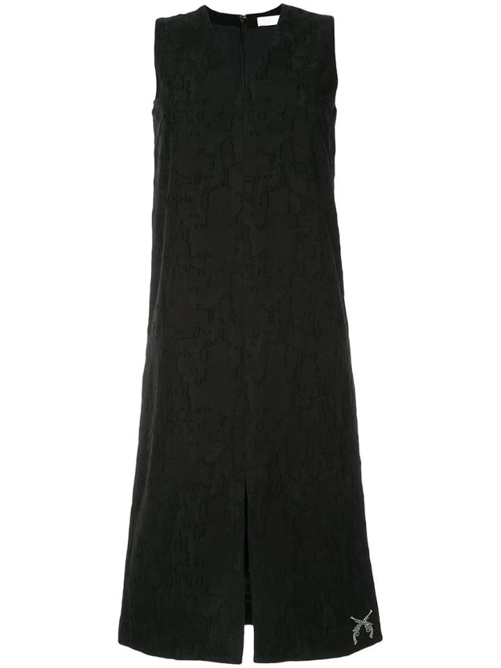 Roarguns Front Slit V-neck Dress - Black