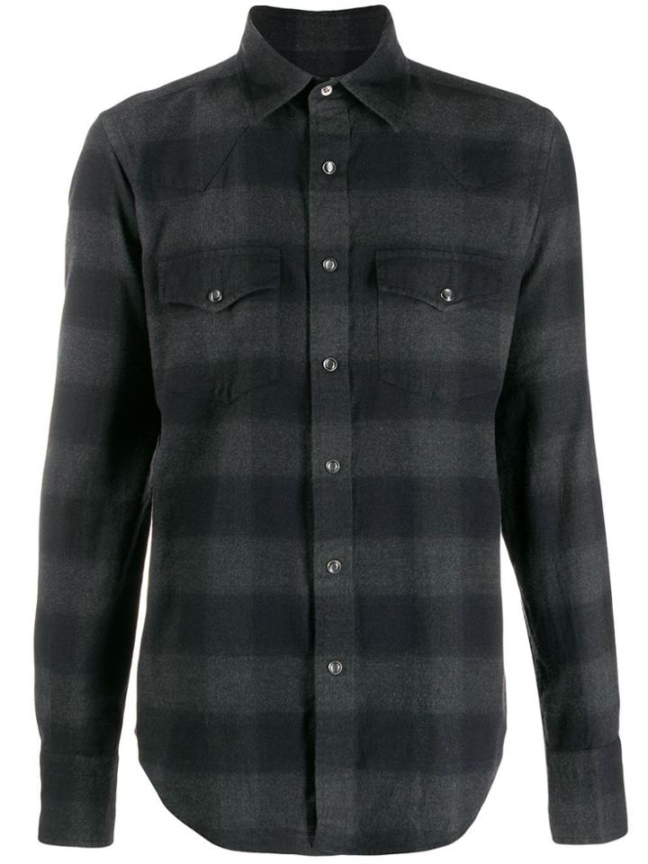 Tom Ford Long-sleeved Check Shirt - Black