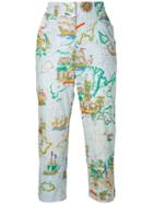 Kenzo Pre-owned Map Print Trousers - Blue