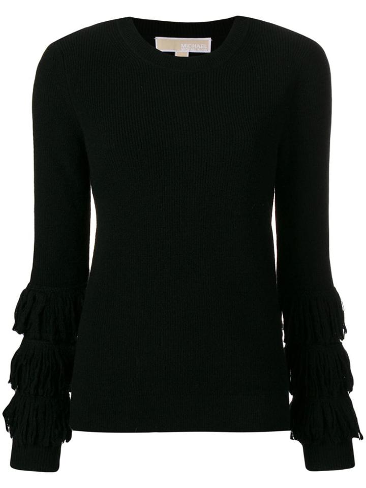 Michael Michael Kors Fringed Sleeve Jumper - Black