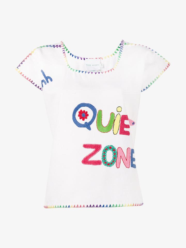Mira Mikati Crochet Embroidered T-shirt, Women's, Size: S/m, White, Cotton