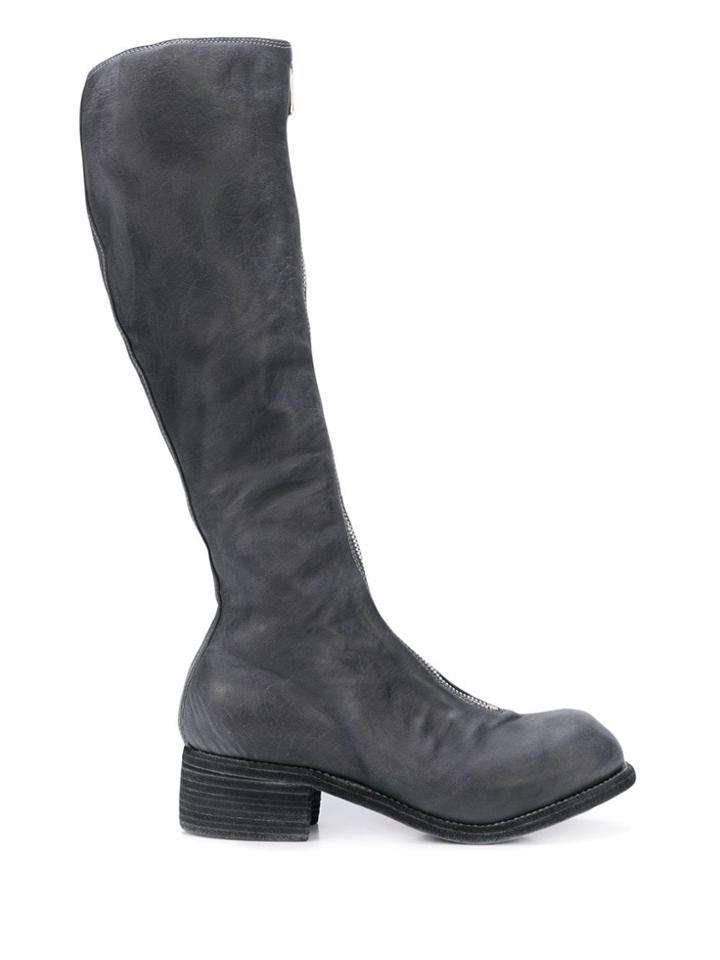 Guidi Zip Front Knee Boots - Grey