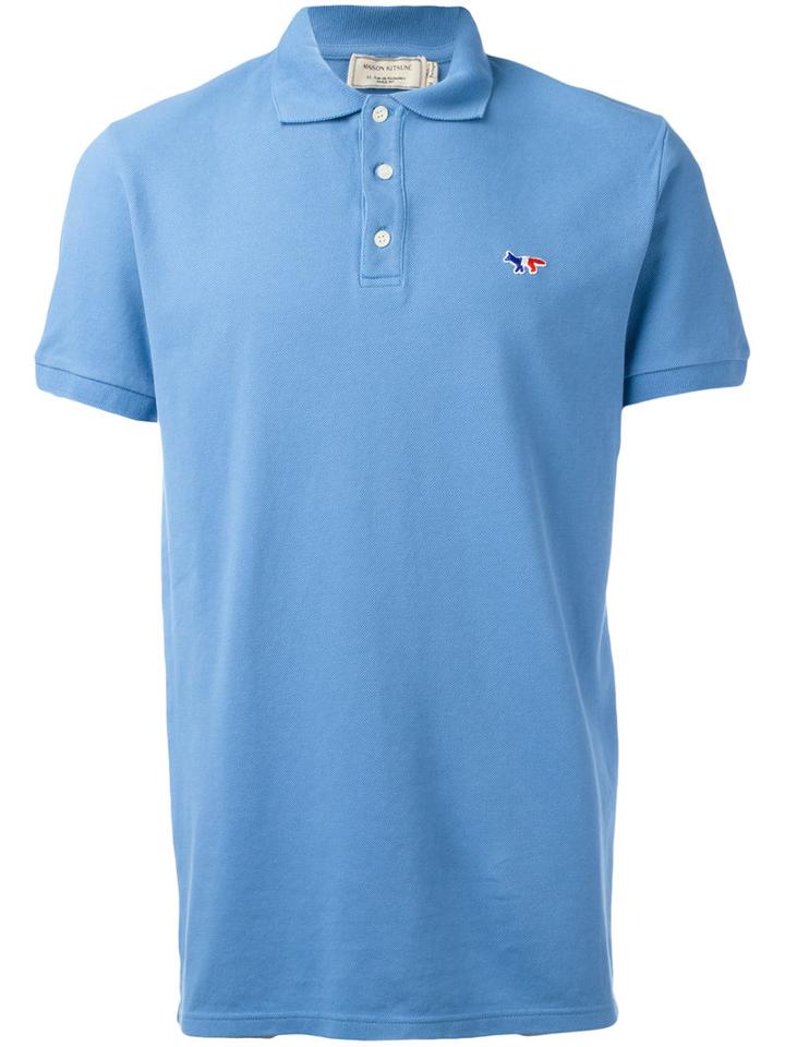 Maison Kitsuné Embroidered Logo Polo Shirt, Men's, Size: Xl, Blue, Cotton