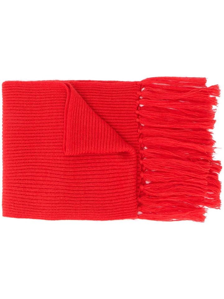 Luisa Cerano Frayed Edge Scarf - Red