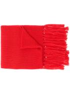 Luisa Cerano Frayed Edge Scarf - Red